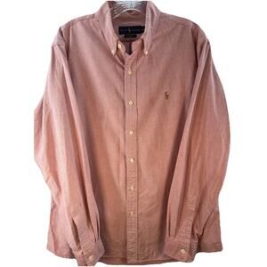 Ralph Lauren Shirt Mens Large Pink Oxford Pony Long Sleeve Preppy Casual Dressy